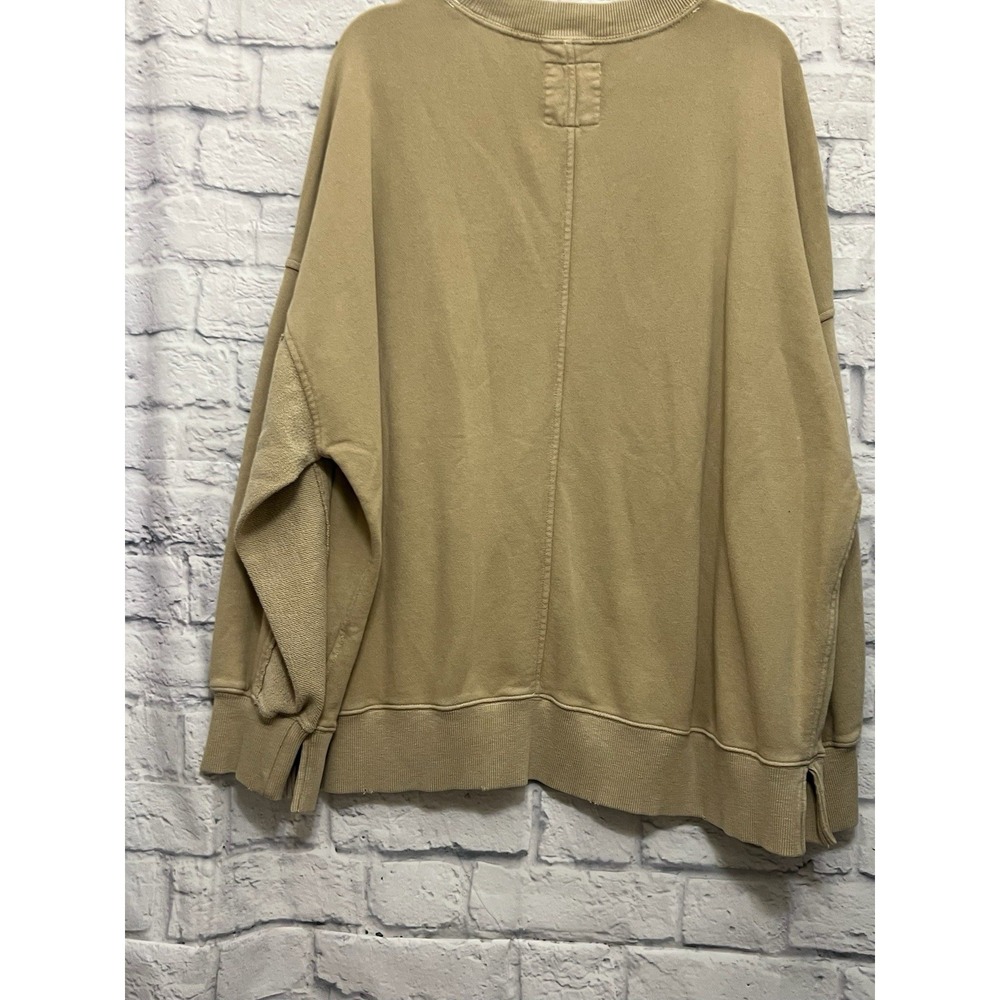 Aerie Big Chill Crew Sweatshirt Women's Large Tan Khaki Fleece Oversized Comfy - Picture 7 of 8
